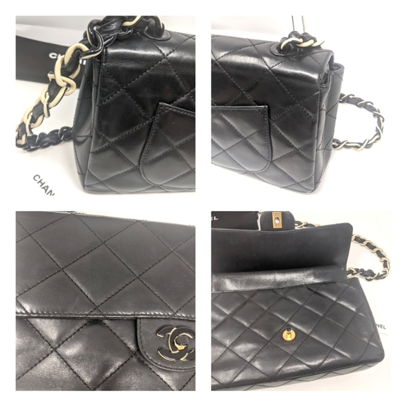 🚨Sale! 🎉HP🎉CHANEL SO BLACK Flap Bag Black White Hardware Rare! 🦄 Vintage - Picture 12 of 16